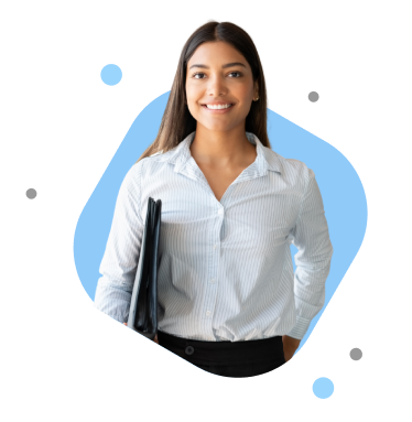 Female apprentice holding a binder